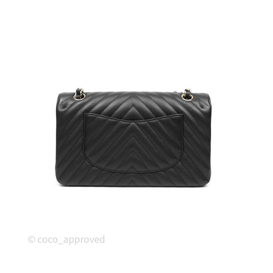 Chanel Classic M/L Medium Flap Chevron Black Caviar Gold Hardware