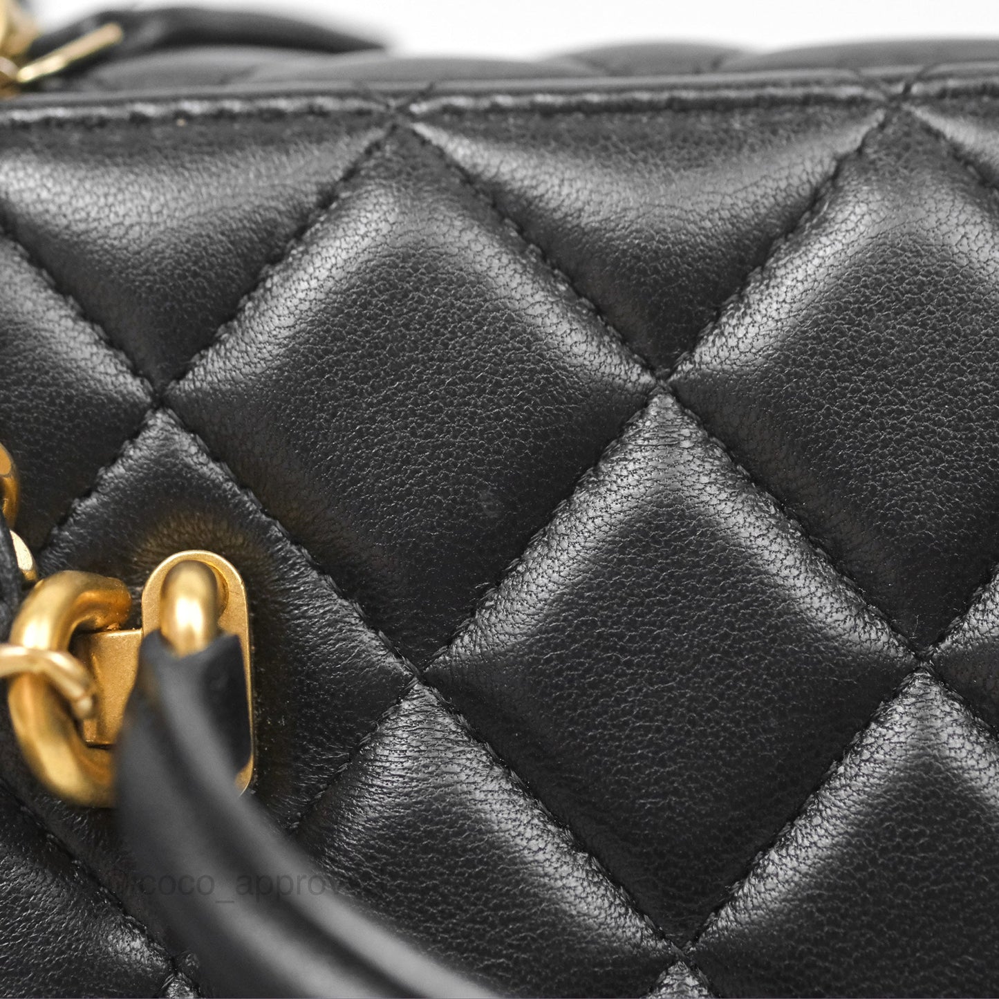 Chanel Vanity Rectangular Top Handle Black Lambskin Aged Gold Hardware