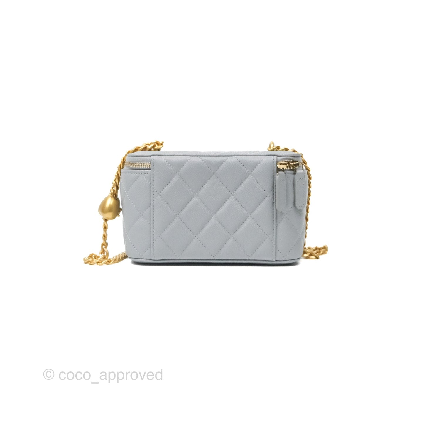 Chanel Vanity with Heart Adjustable Chain Grey Caviar Aged Gold Hardware