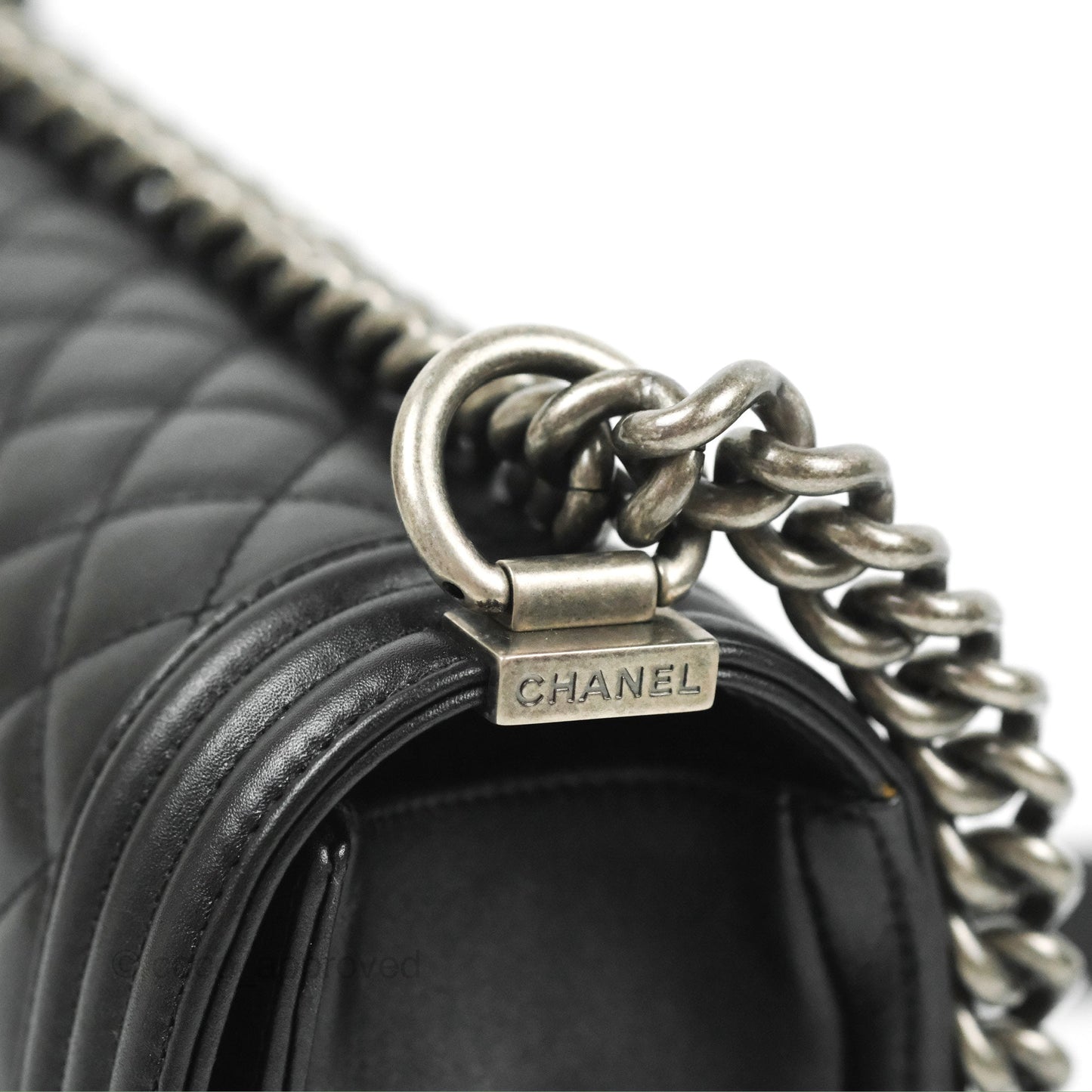 Chanel Quilted Medium Boy Black Calfskin Ruthenium Hardware