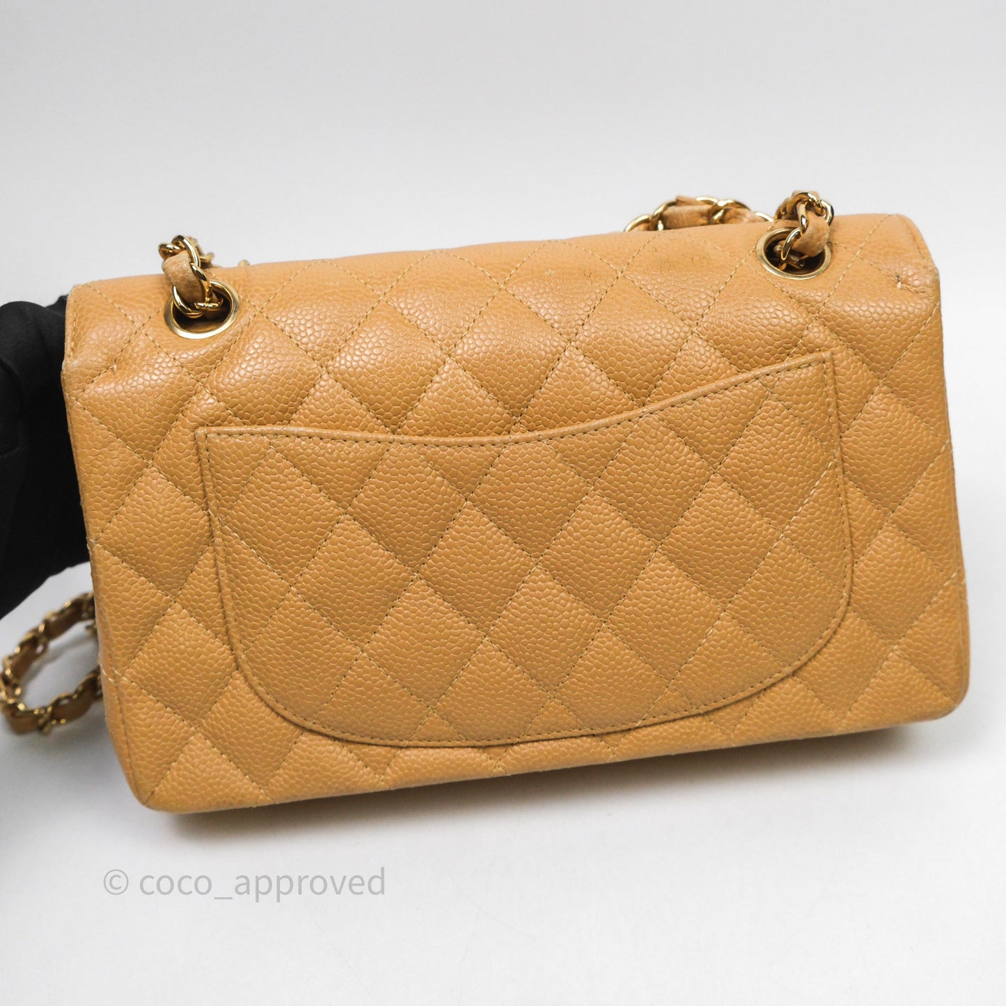 Chanel Vintage Small Classic Flap Beige Claire Caviar 24K Gold Hardware