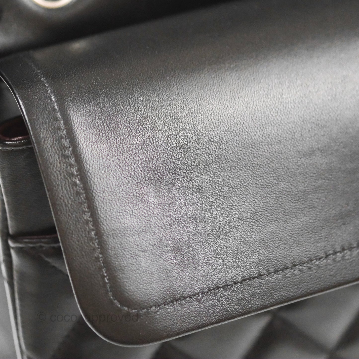 Chanel Quilted Maxi Double Flap Black Lambskin Silver Hardware