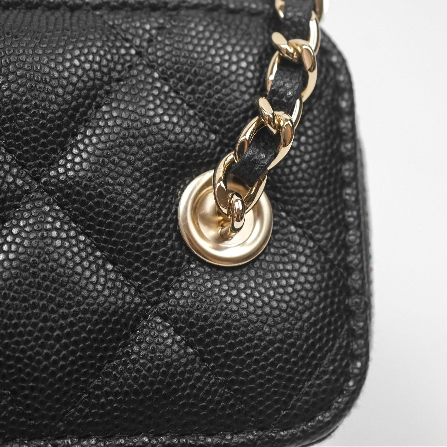 Chanel Mini Vanity With Chain Black Caviar Gold Hardware