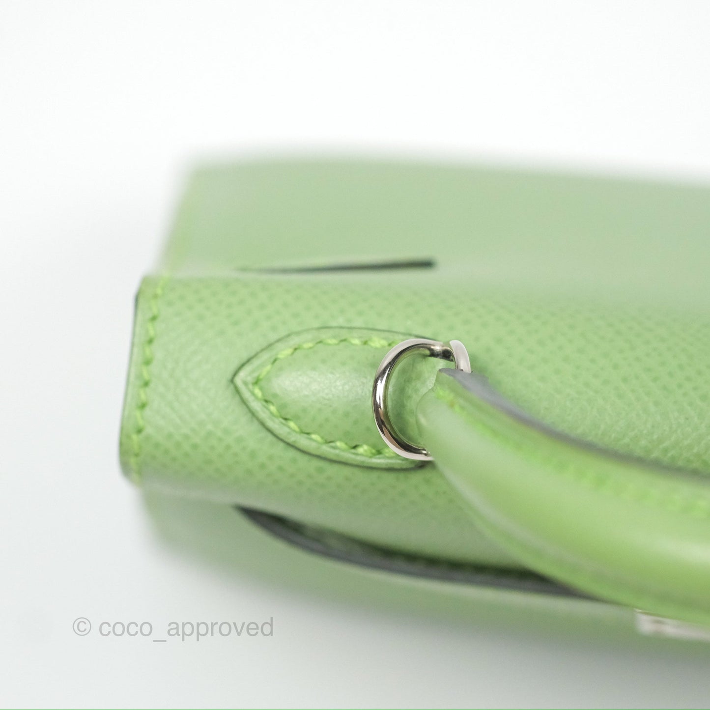 Hermès Mini Kelly II Vert Criquet Epsom Palladium Hardware