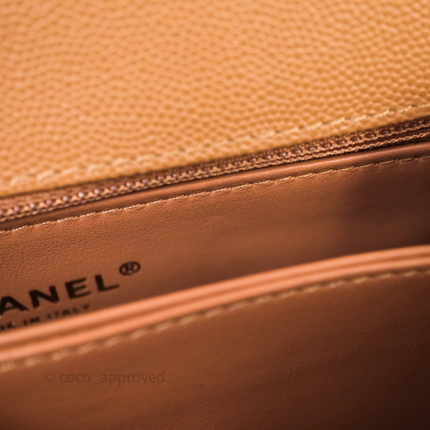 Chanel Small Coco Handle with Chain Handle Beige Caviar Aged Gold Hardware 23P