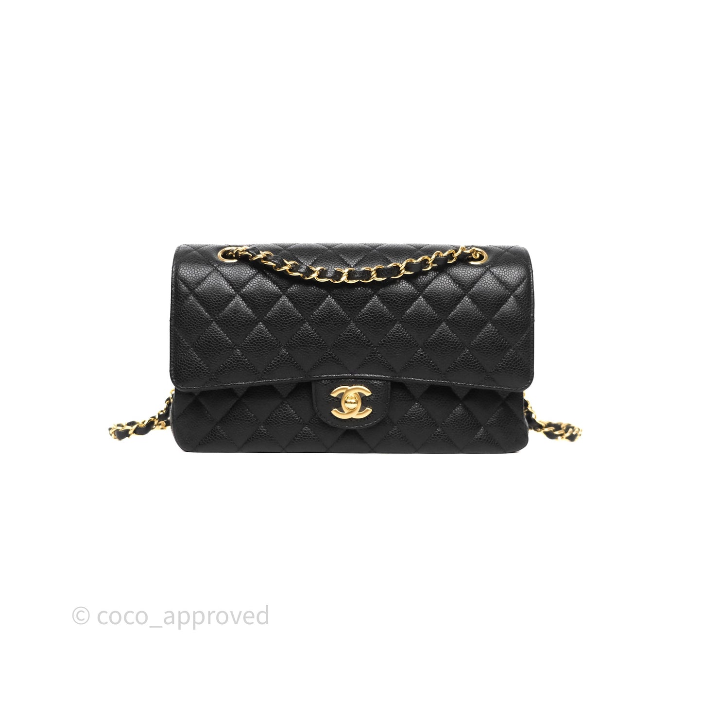 Chanel Classic M/L Medium Flap Quilted Black Caviar Gold Hardware