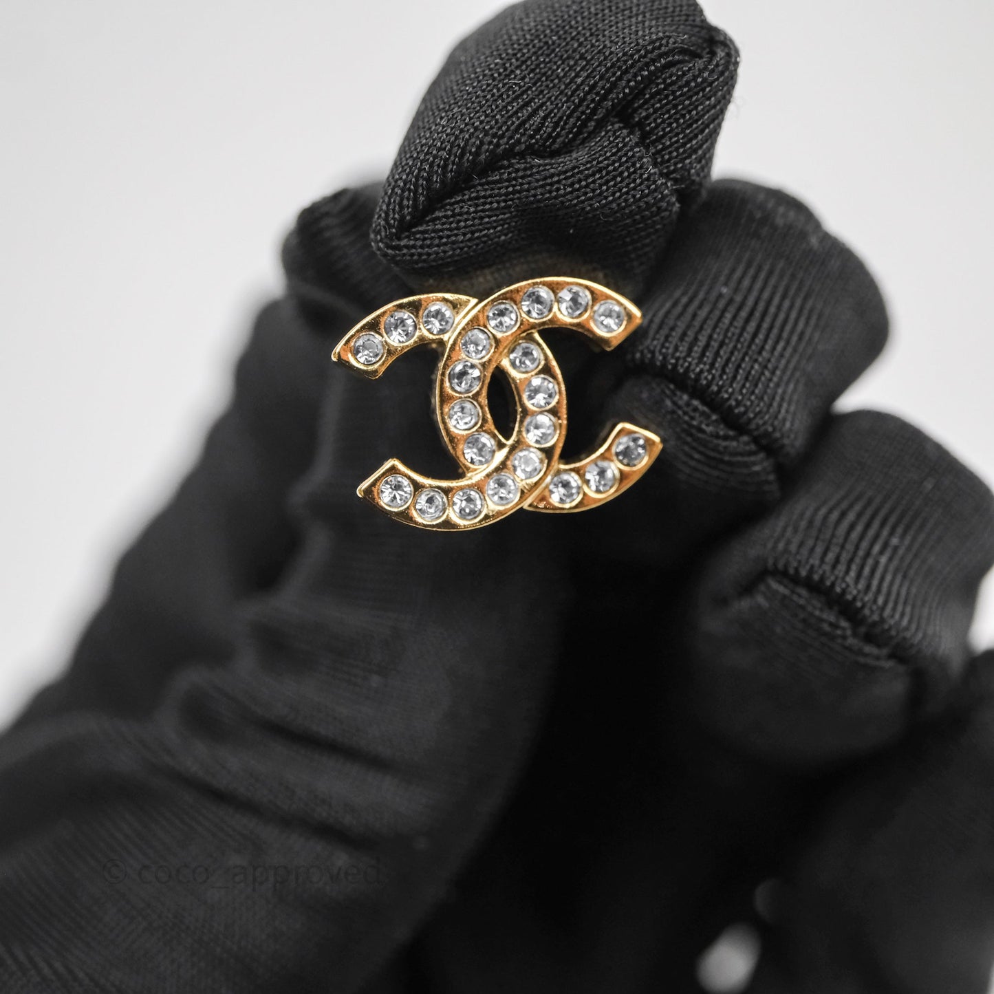 Chanel Crystal CC Earrings Gold Tone 25A