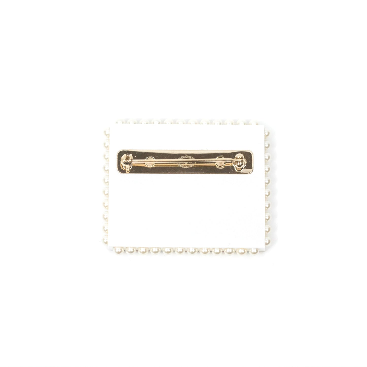 Chanel CC Postcard Pearl Brooch Gold Tone 19C