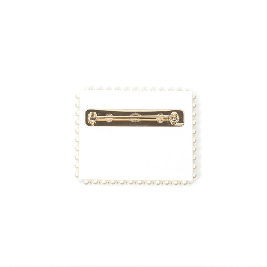 Chanel CC Postcard Pearl Brooch Gold Tone 19C