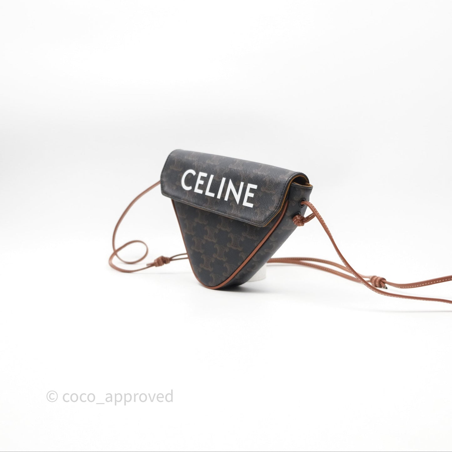 Celine Triangle Crossbody Bag Triomphe Canvas Tan