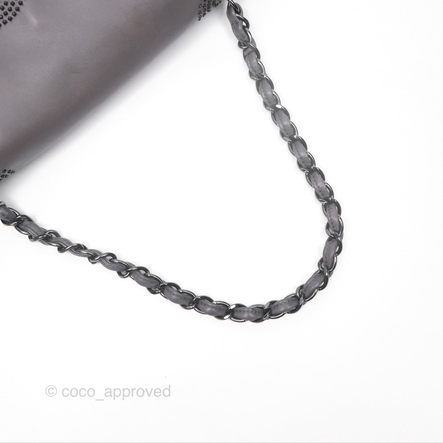 Chanel Studded CC East West Flap Shoulder Bag Lambskin Dark Grey