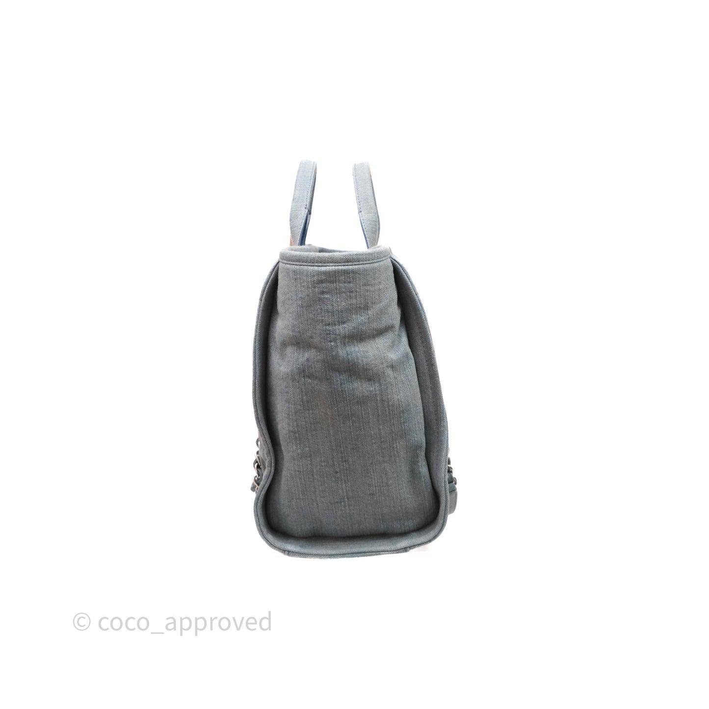 Chanel Large Deauville Tote Blue Washed Denim Matte Silver