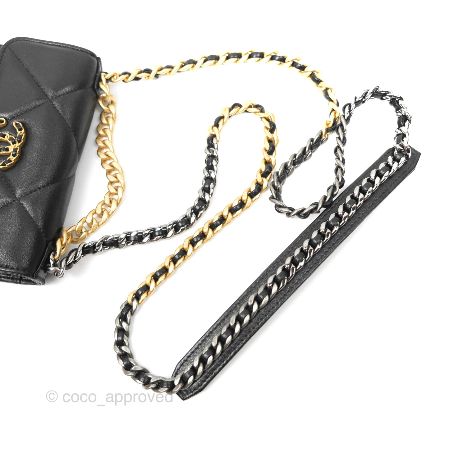 Chanel 19 Mini WOC Flap Phone Holder Black Lambskin Mixed Hardware