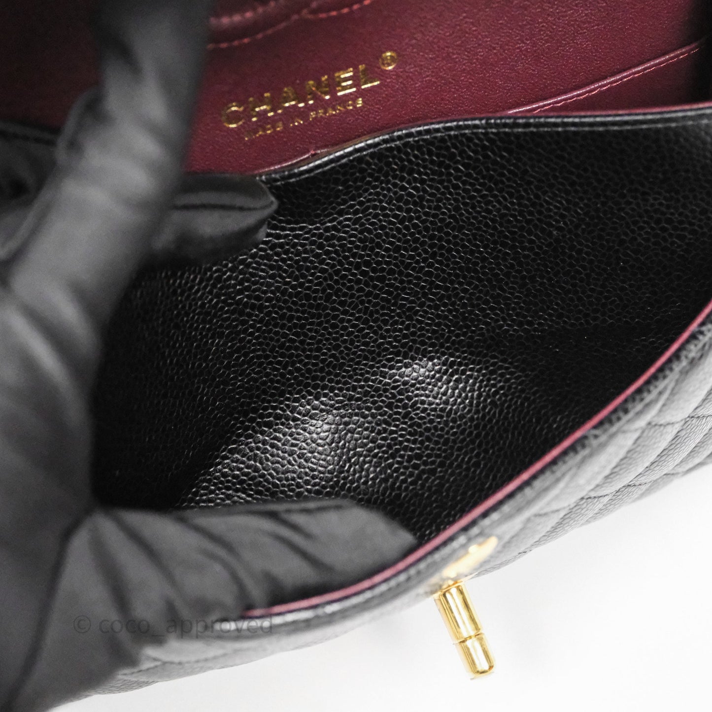 Chanel Small Classic Flap Quilted Black Caviar Gold Hardware