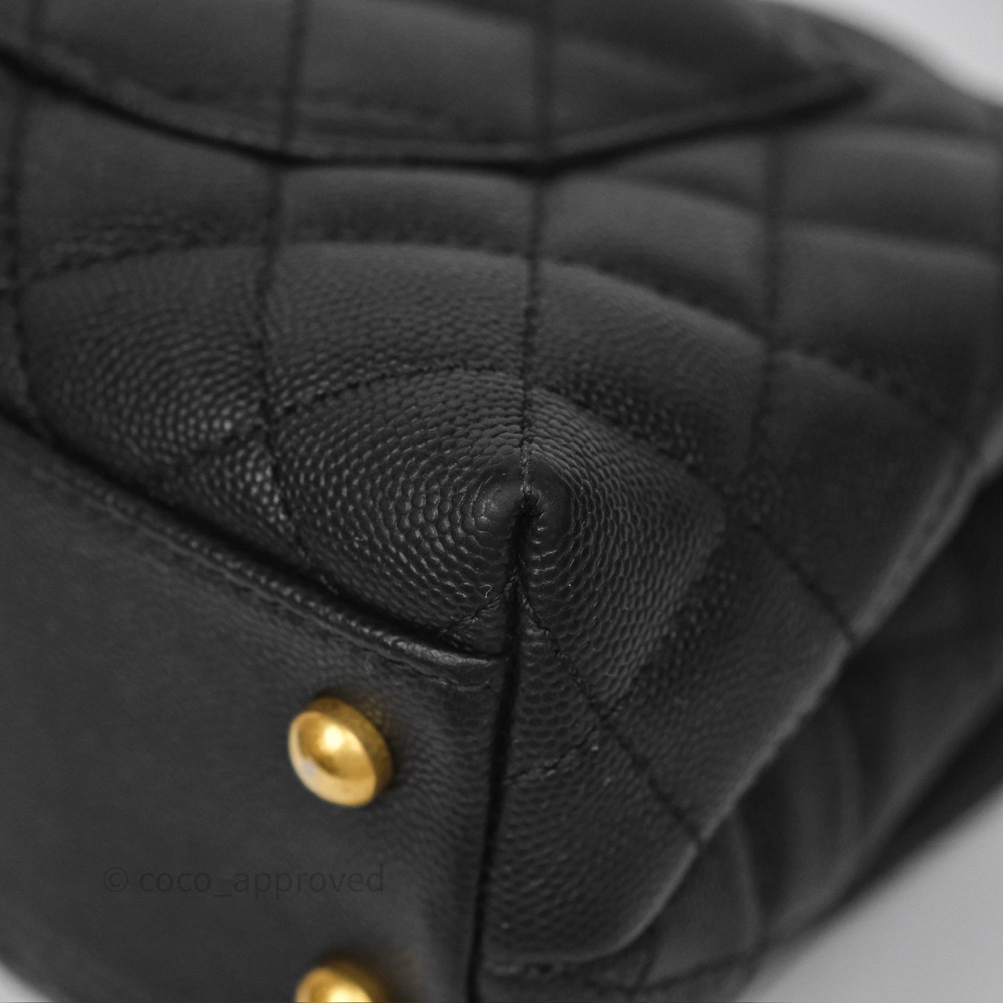 Chanel Small Coco Handle Black Caviar Gold Hardware Lizard Embossed Handle