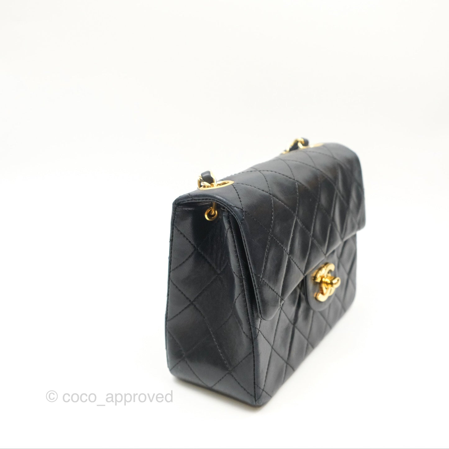Chanel Vintage Mini Square Black Lambskin 24K Gold Hardware