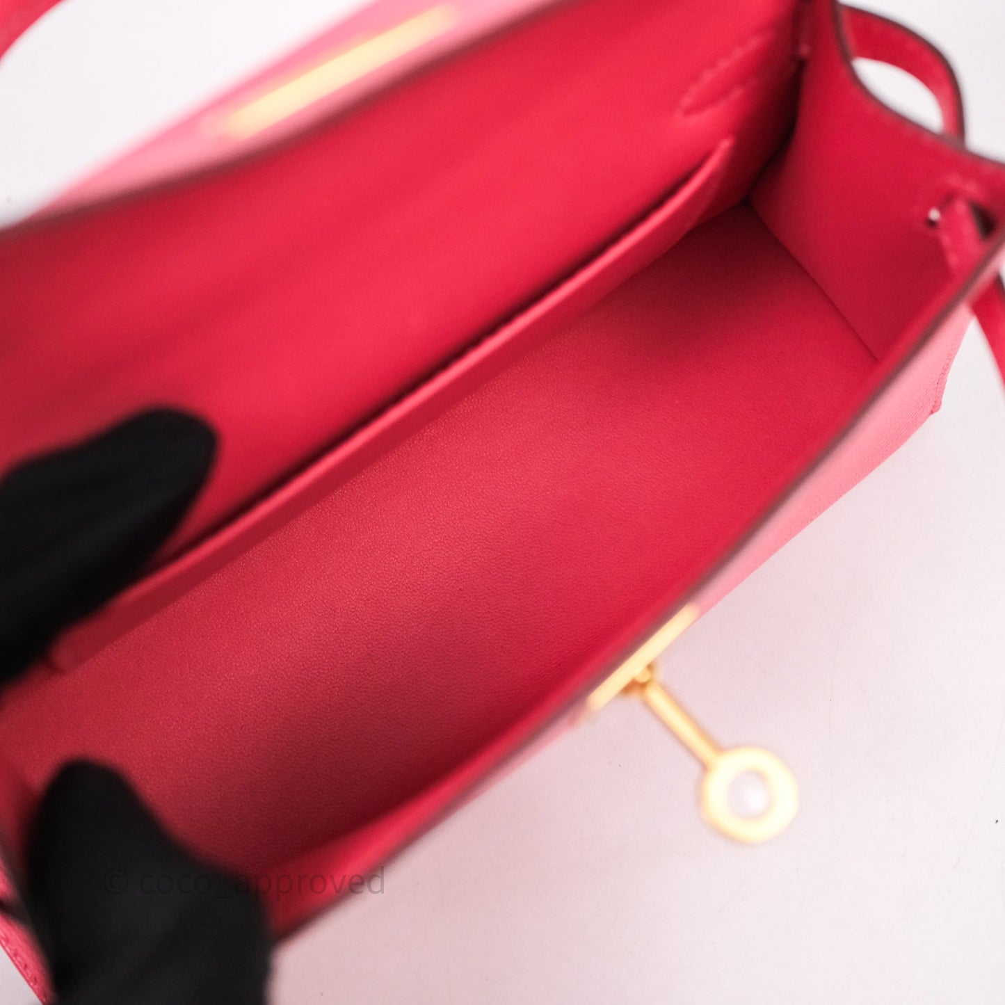 Hermes Mini Kelly II Chevre Mysore U5 Rose Lipstick Gold Hardware