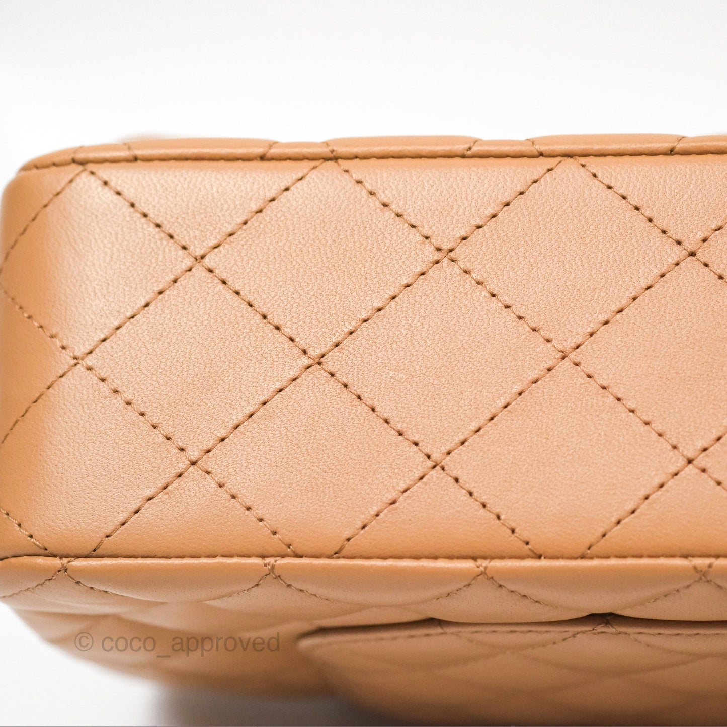 Chanel Classic M/L Medium Flap Quilted Dark Beige Lambskin Gold Hardware 22K