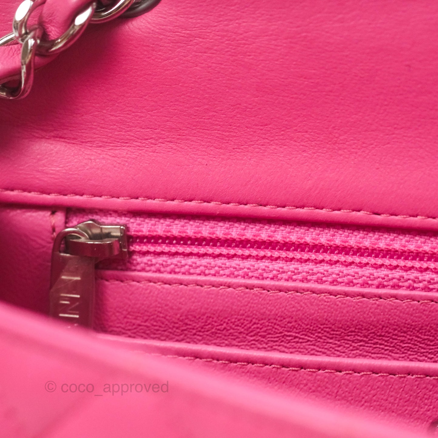 Chanel Quilted Mini Rectangular Flap Pink Lambskin Silver Hardware