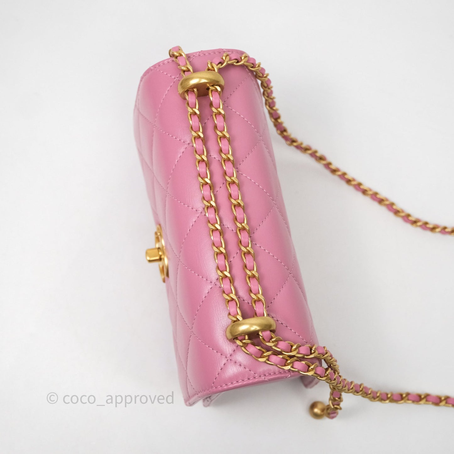 Chanel Quilted Mini Perfect Fit Adjustable Pink Calfskin Gold Hardware