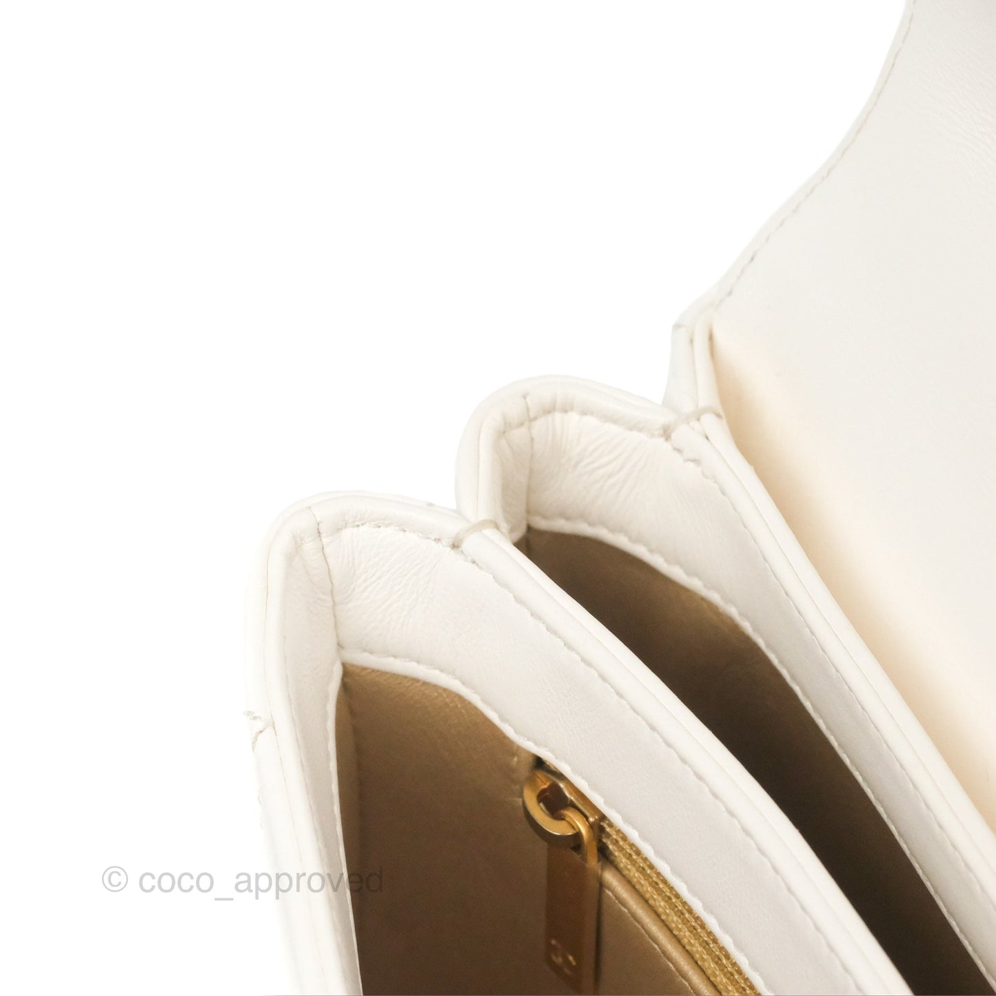 Chanel Crystal Logo Handle Flap Bag White Lambskin 22S