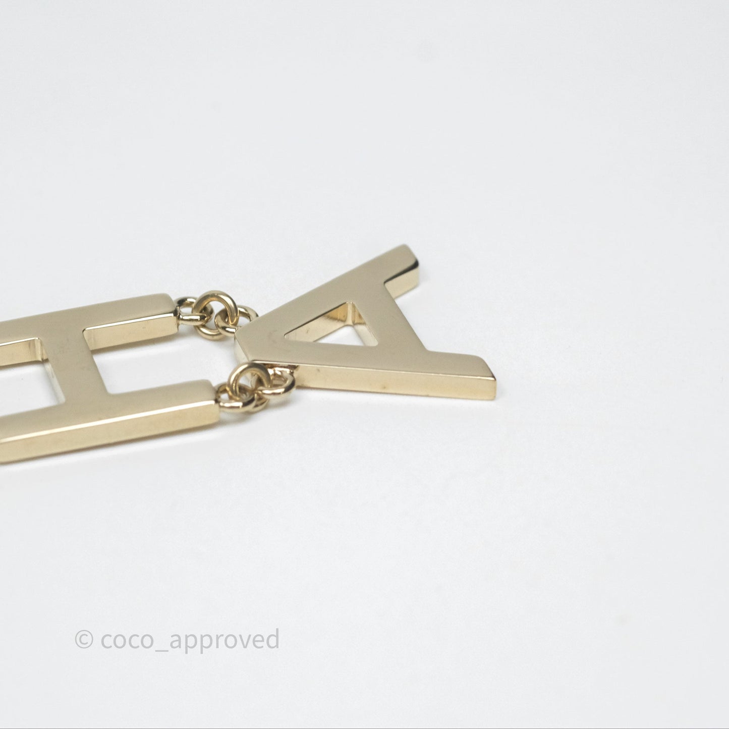 Chanel Letter Cha-Nel Logo Drop Earrings Gold Tone 20V