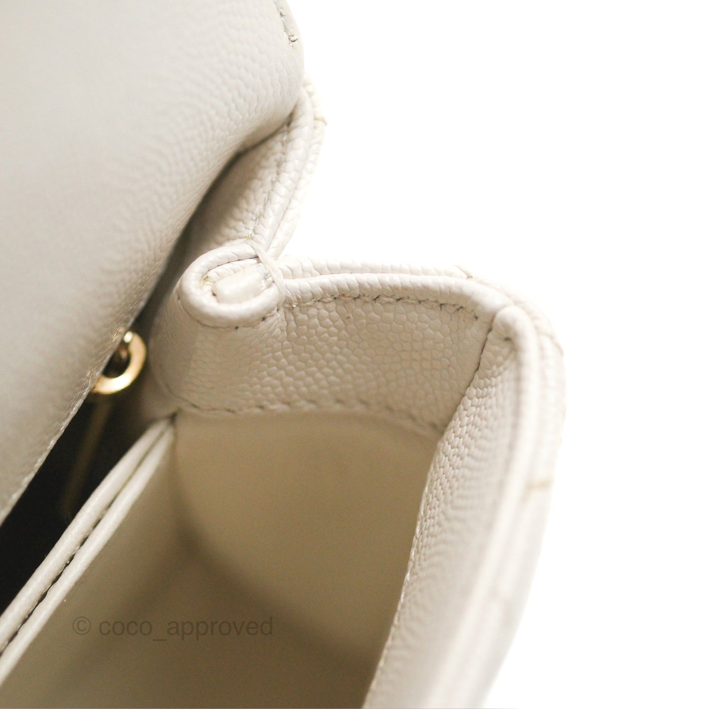 Chanel Mini Coco Handle Quilted Ivory White Caviar Gold Hardware