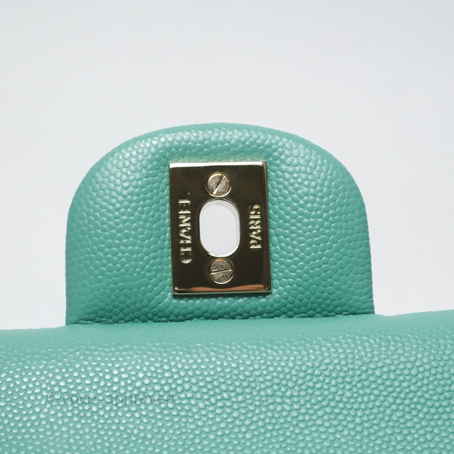 Chanel Classic M/L Medium Flap Quilted Tiffany Green Caviar Gold Hardware