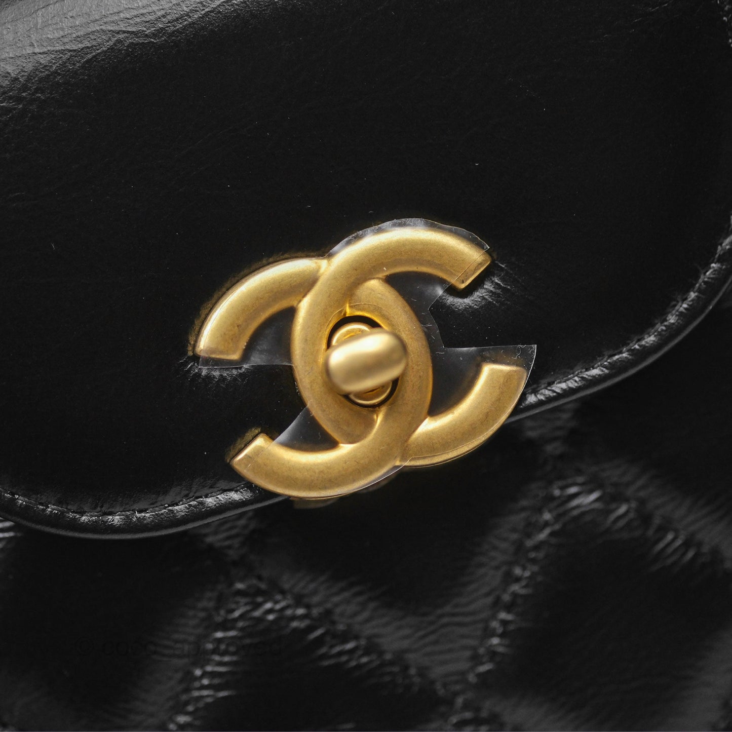 Chanel Kelly Bag Quilted Black Shiny Calfskin Aged Gold Hardware