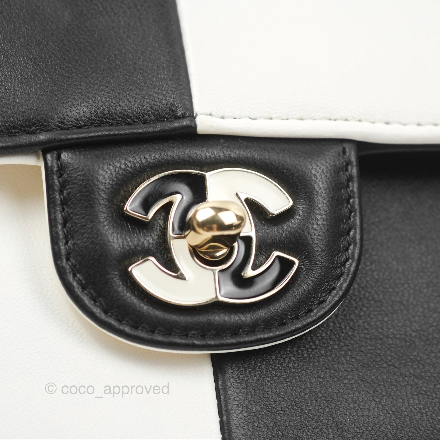 Chanel Medium Flap Black & White Lambskin Gold Hardware