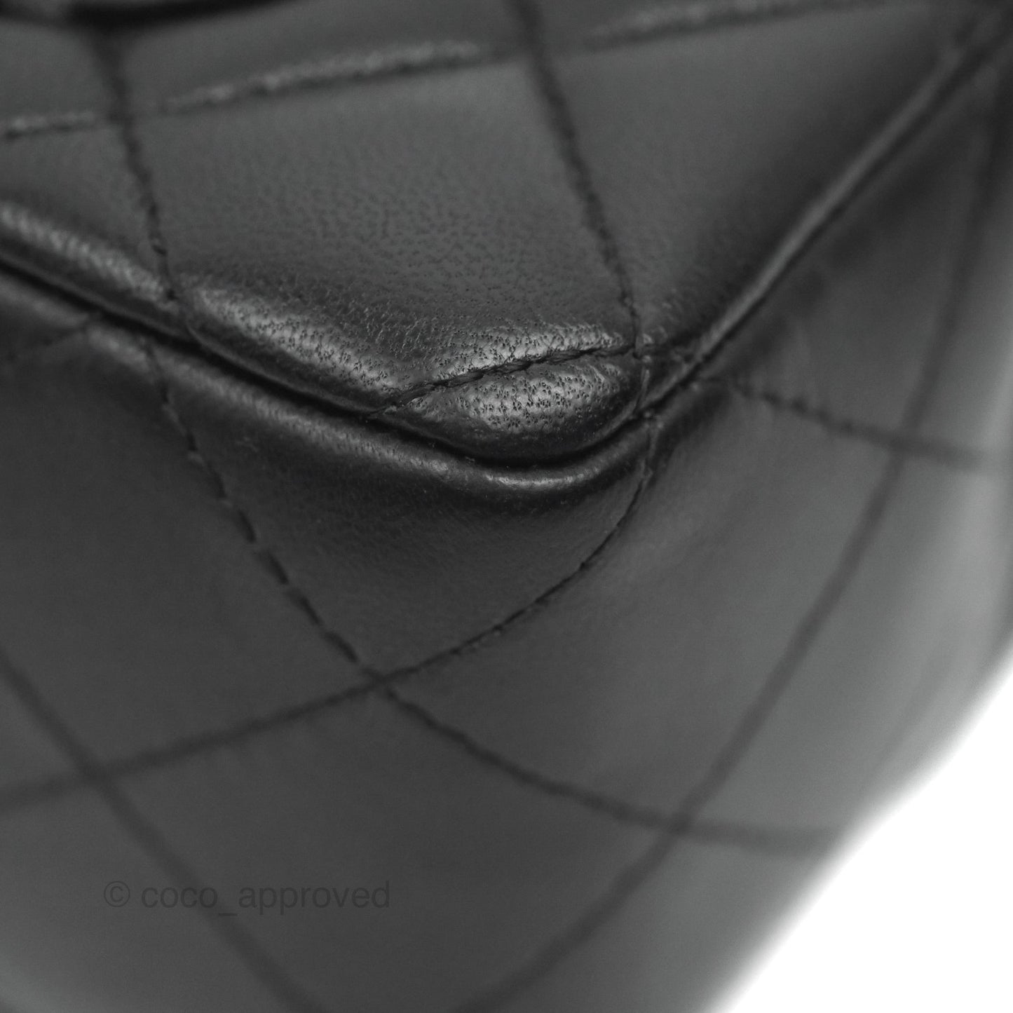Chanel Quilted Mini Rectangular Flap Black Lambskin Silver Hardware