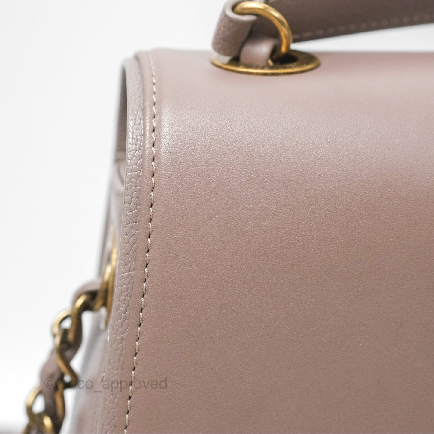 Chanel Coco Curve Flap Burnished Lilac Grey Calfskin Goatskin Antique Gold Hardware