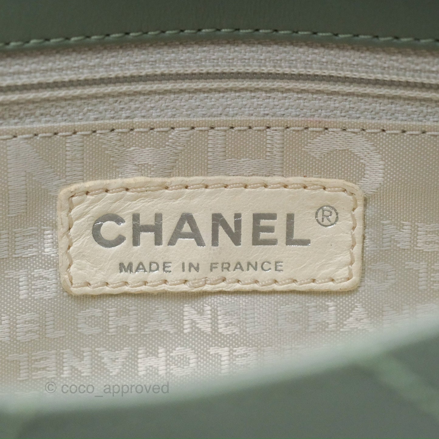 Chanel CC East West Flap Bag Lambskin Mint Green Silver Hardware