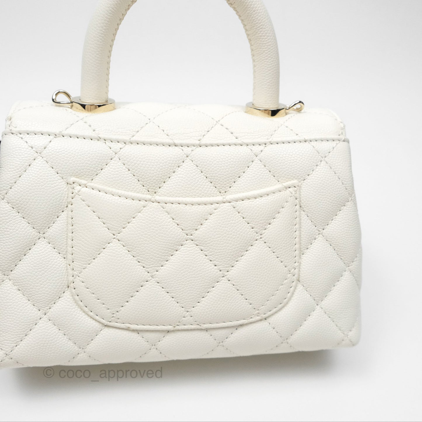 Chanel Mini Coco Handle White Caviar Gold Hardware