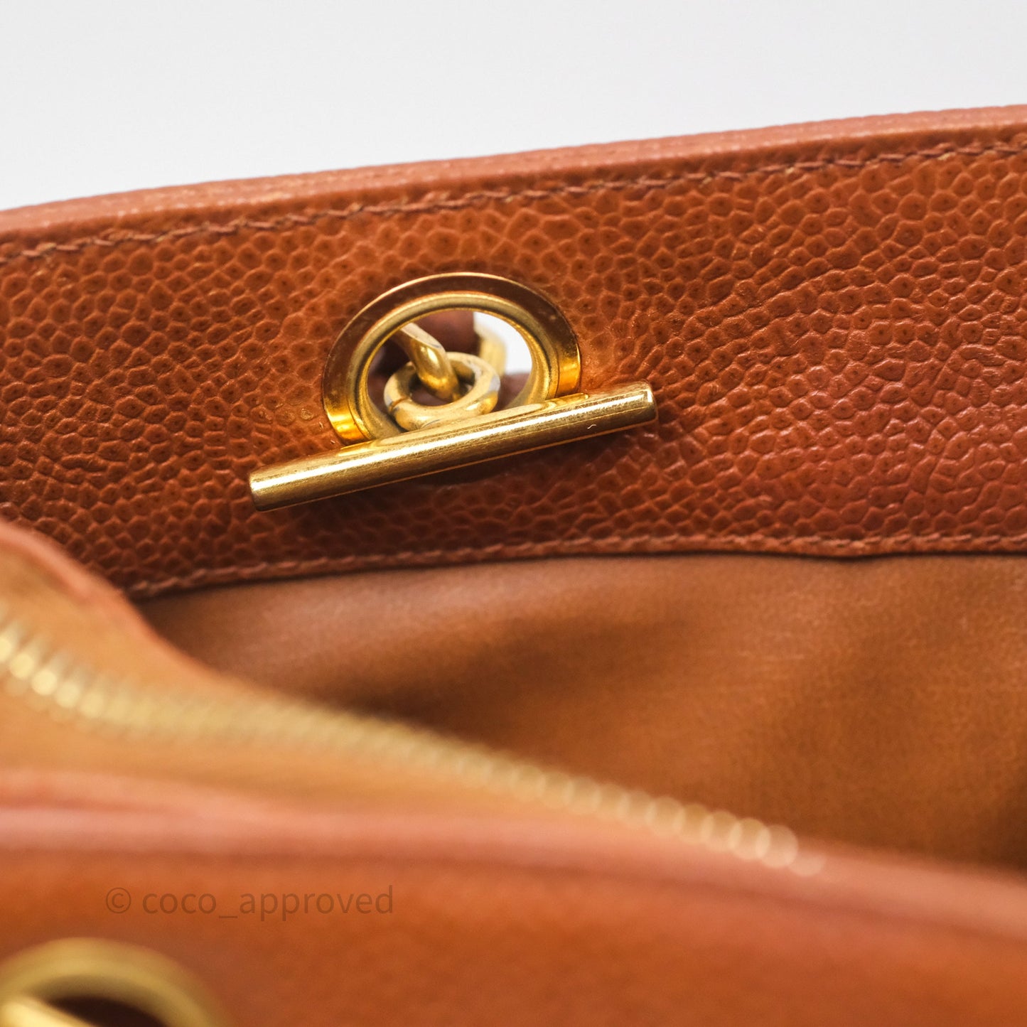 Chanel Vintage Tote Caramel Caviar 24K Gold Hardware
