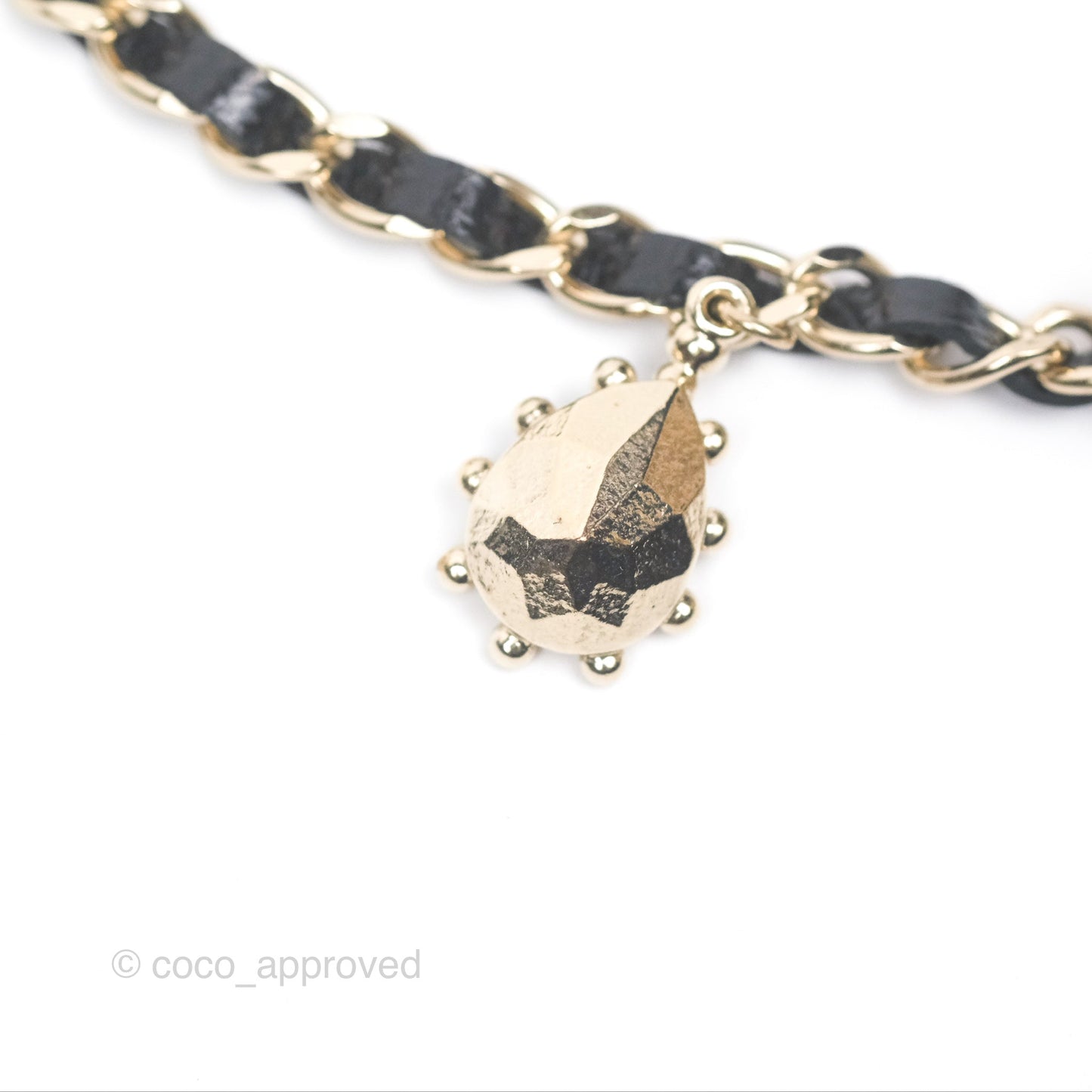 Chanel Crystal CC Resin Necklace Choker Lambskin Gold Hardware 21A