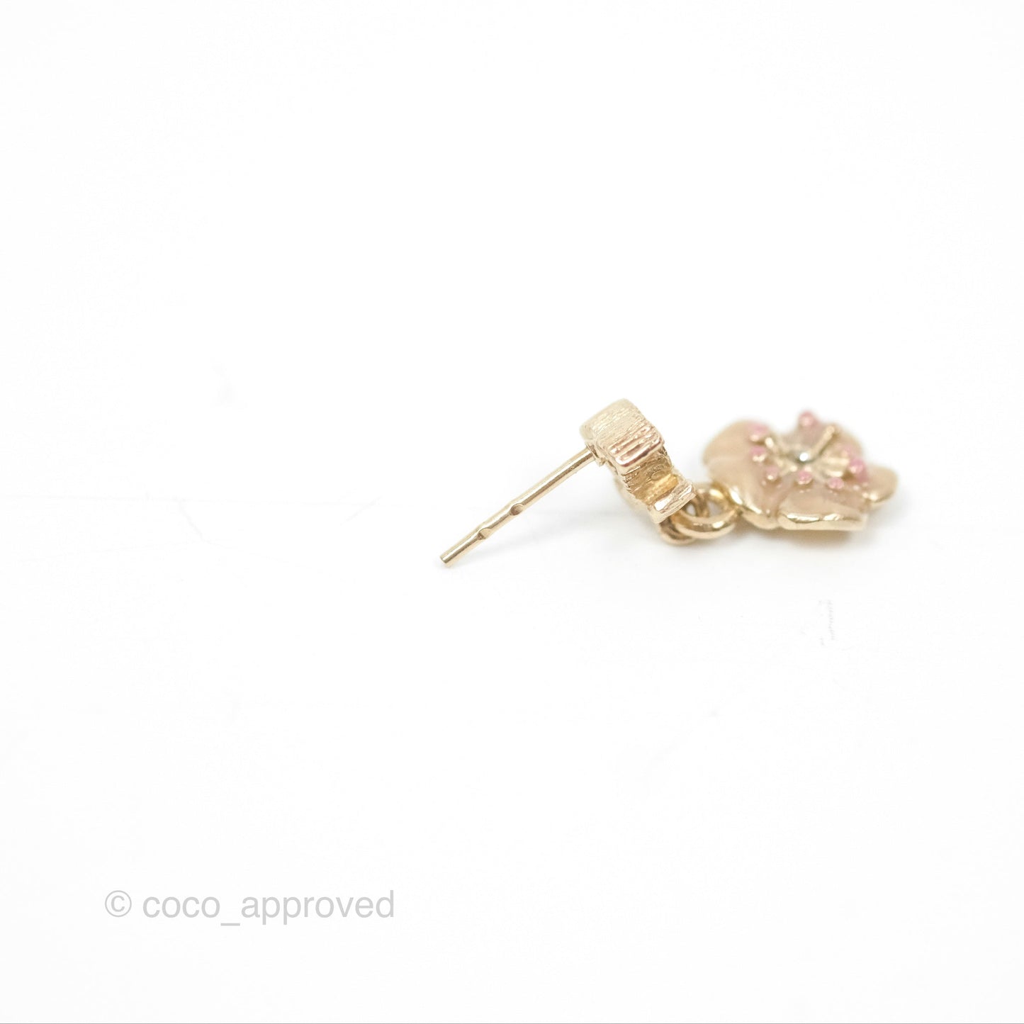 Chanel CC Camellia Drop Earrings Gold Tone 13C