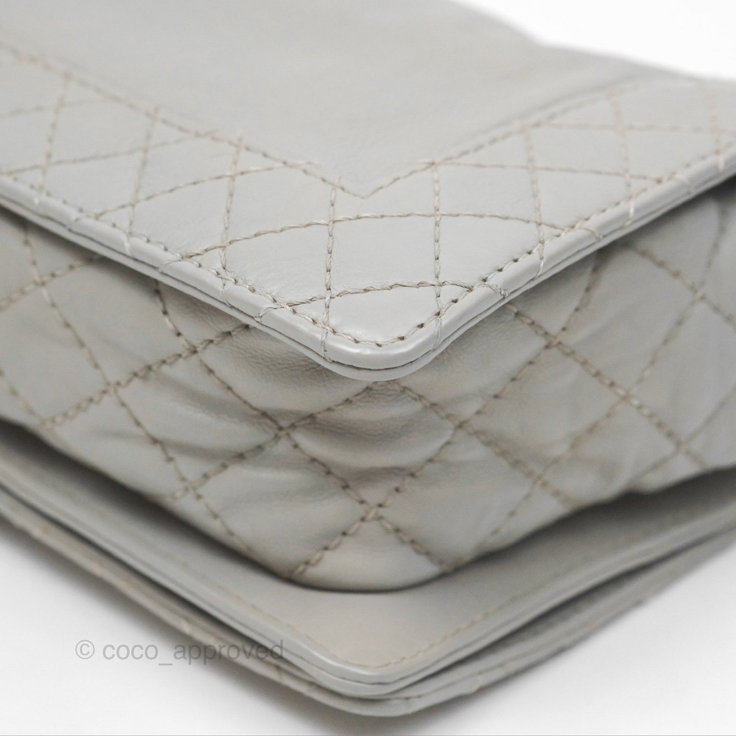 Chanel Medium Boy Reverso Flap Light Grey Calfskin Ruthenium Hardware
