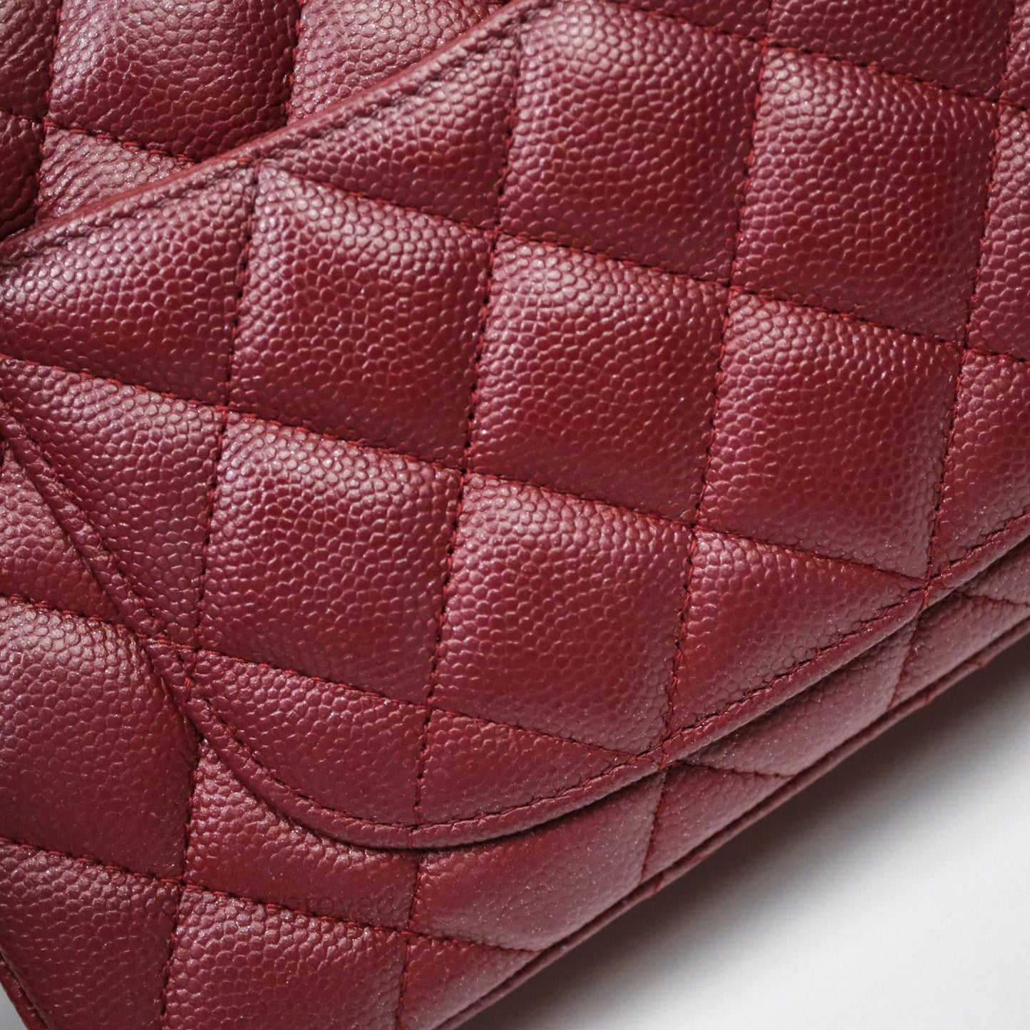 Chanel Classic Quilted Mini Rectangular Flap Burgundy Caviar Aged Gold Hardware