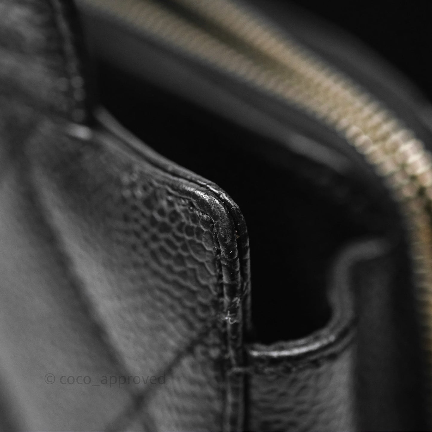 Chanel Vintage Quilted CC Tote Black Caviar Gold Hardware