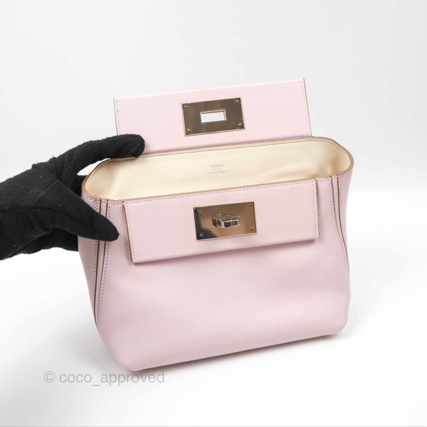 Hermès 24/24 21 Mini Mauve Pale Evercolor/Swift Palladium Hardware