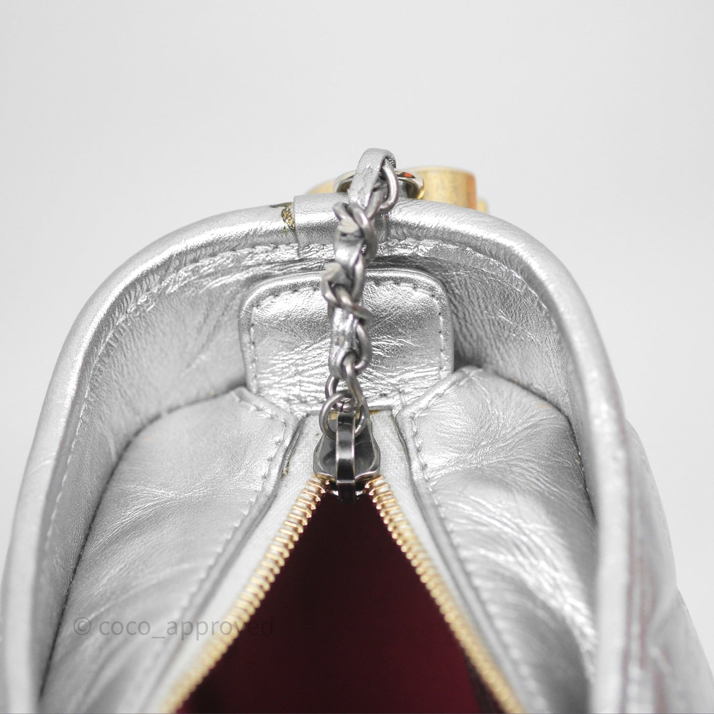 Chanel Large Gabrielle Hobo Metallic Silver Aged Calfskin Mixed Hardware