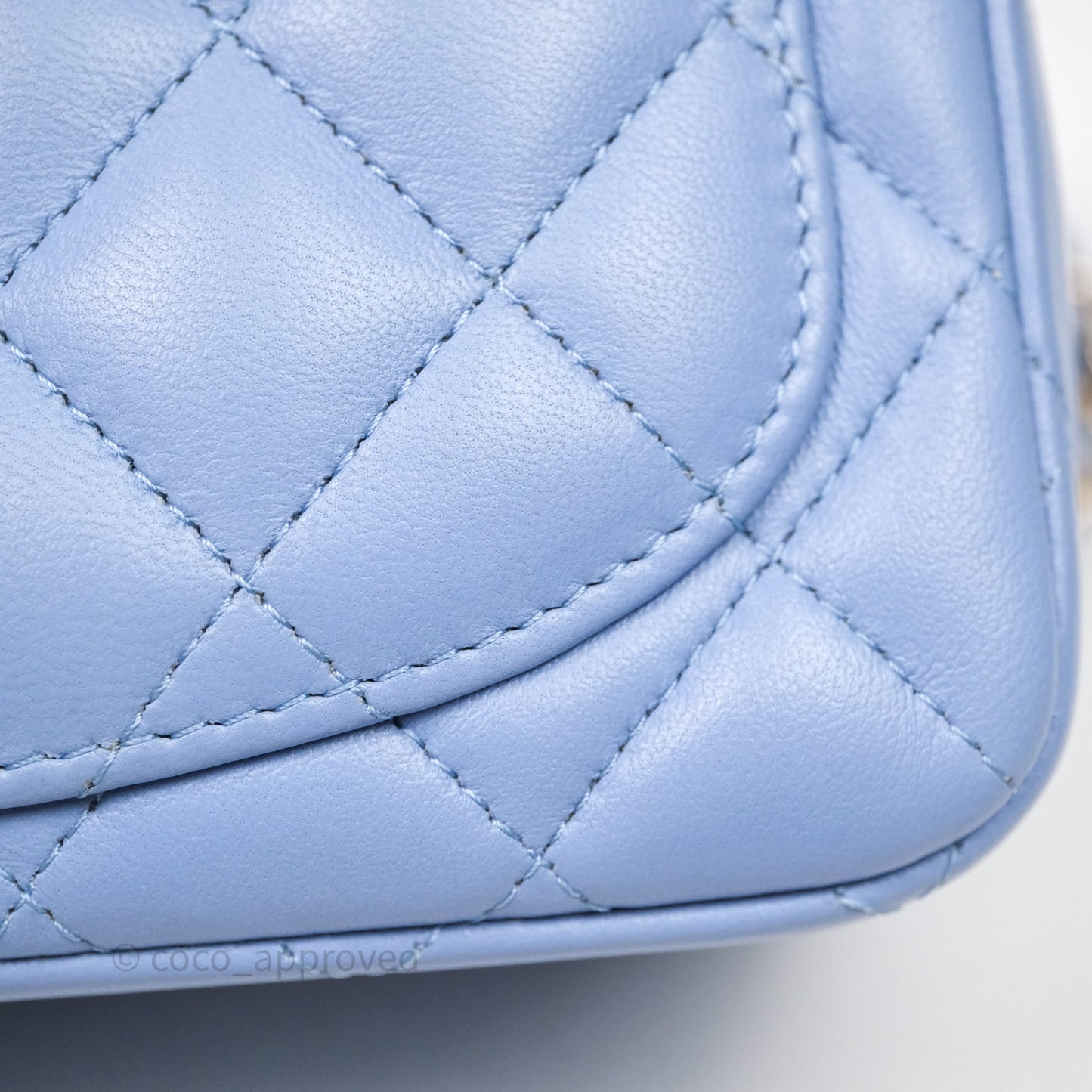 Chanel Mini Square Quilted Sky Blue Lambskin Gold Hardware