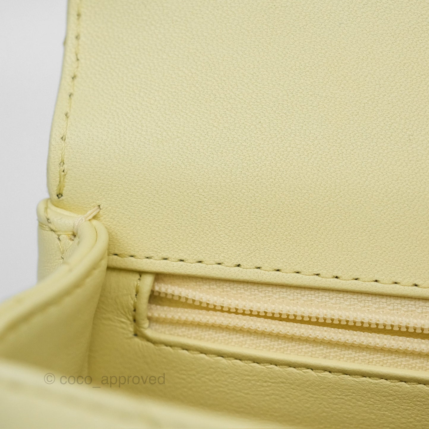 Chanel Crush Top Handle Flap Bag Yellow Lambskin Aged Gold Hardware