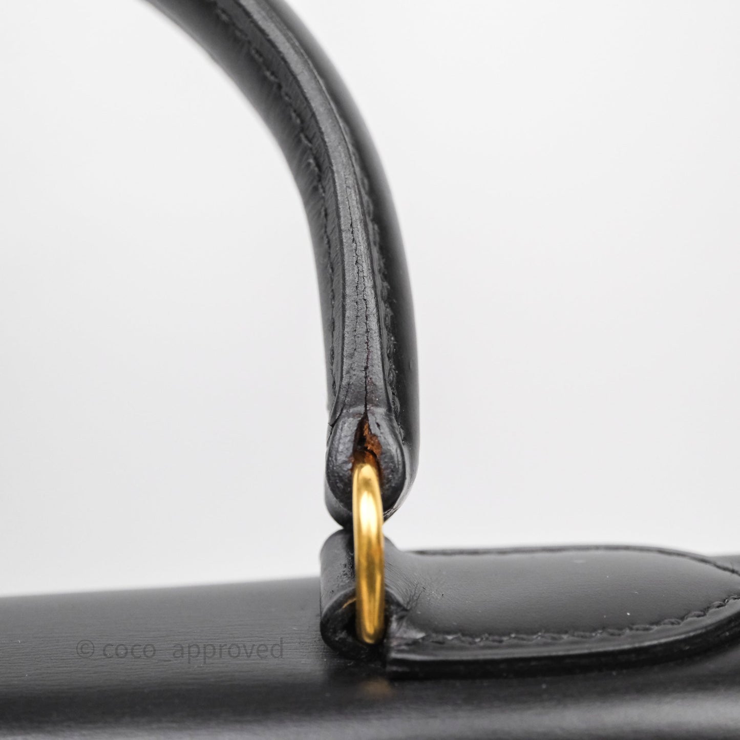 Hermès Vintage Kelly 28 Sellier Black Noir 89 Box Leather Gold Hardware