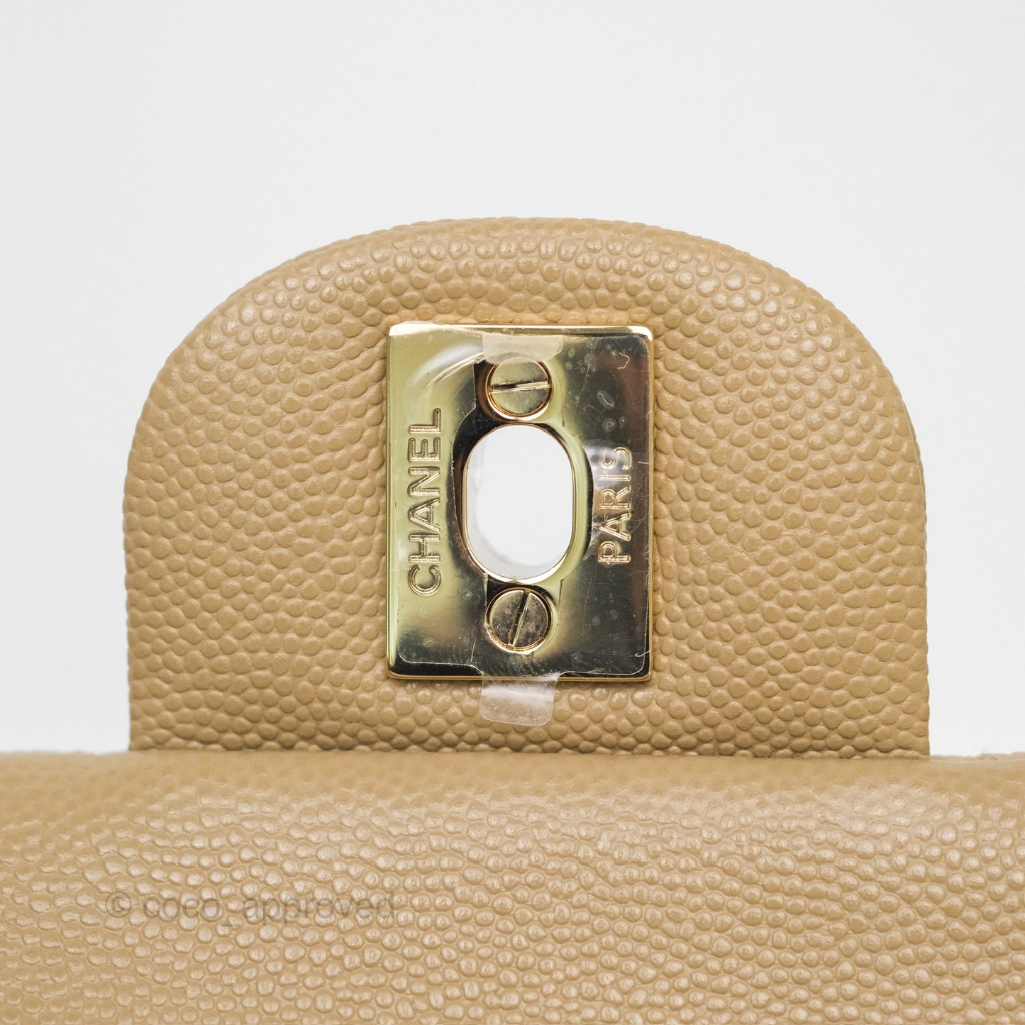 Chanel Small S/M Classic Flap Dark Beige Caviar Gold Hardware 21A