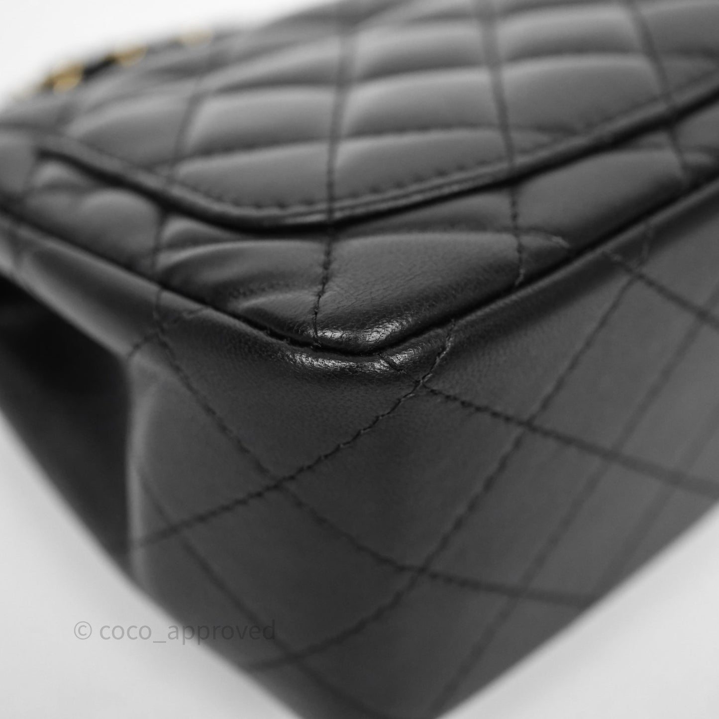 Chanel Mini Square Quilted Black Lambskin Gold Hardware