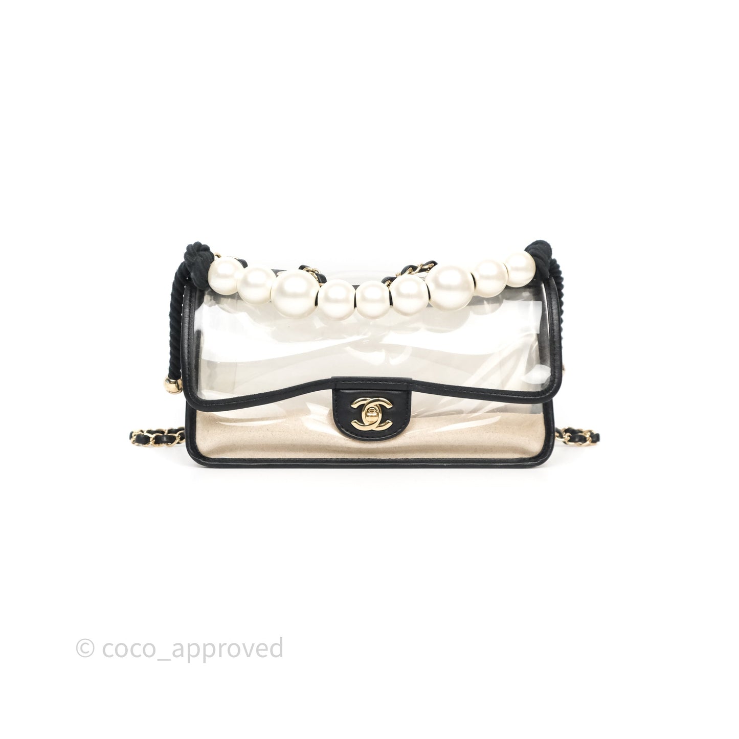 Chanel Medium Sand By The Sea PVC Flap Black Lambskin Gold Hardware