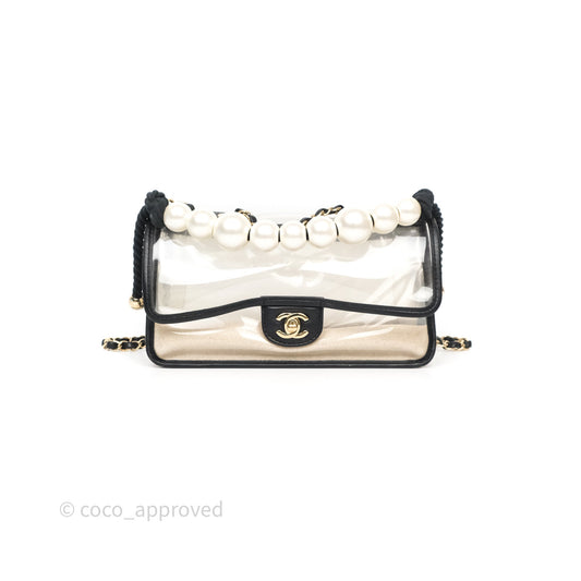 Chanel Medium Sand By The Sea PVC Flap Black Lambskin Gold Hardware