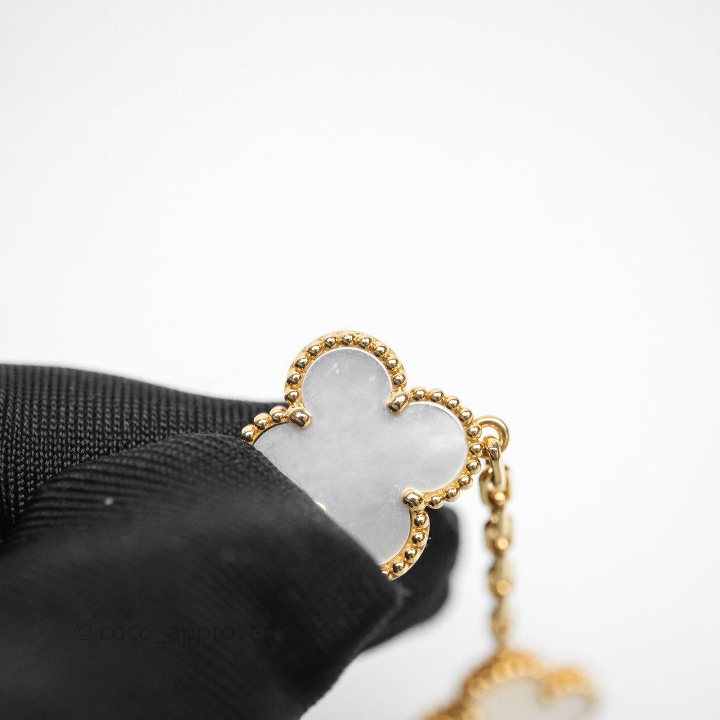 Van Cleef & Arpels Vintage Alhambra 5 Motifs White Yellow Gold Bracelet